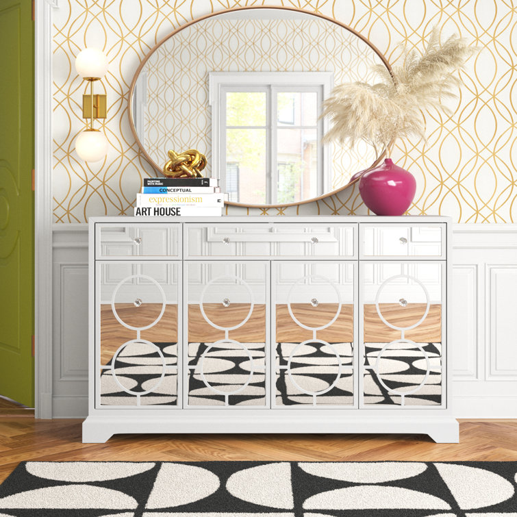 White geometric online sideboard